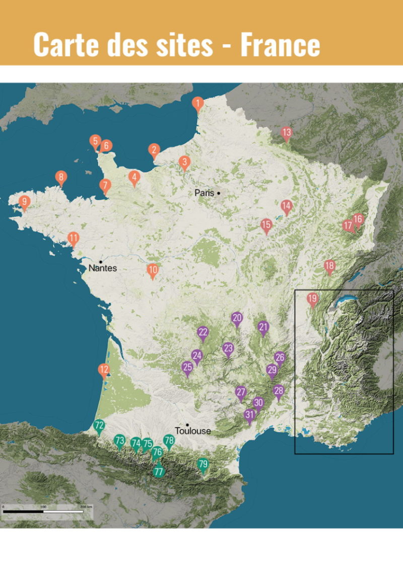 carte france Parapente en France