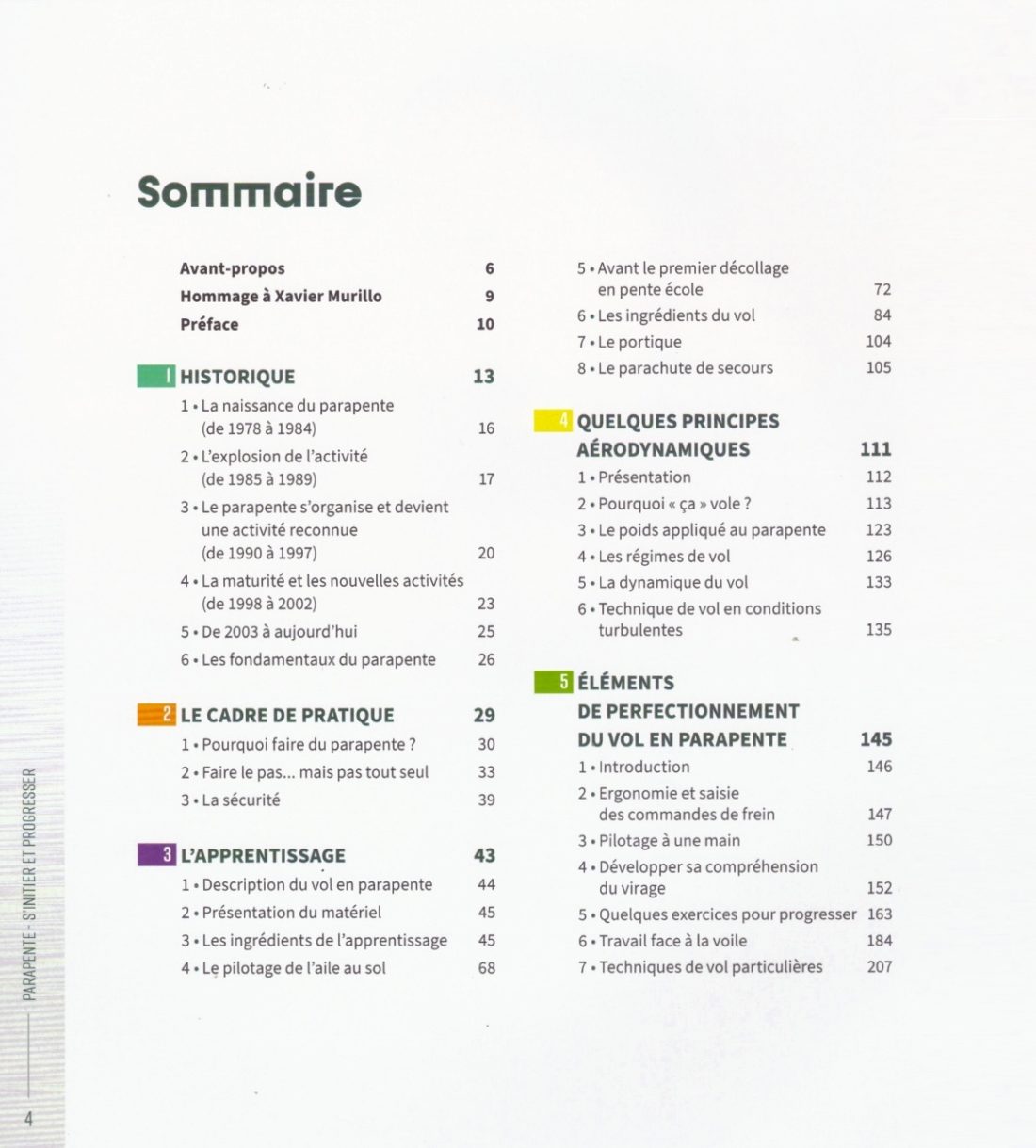 Parapente, s'initier et progresser - édition 2023 - sommaire