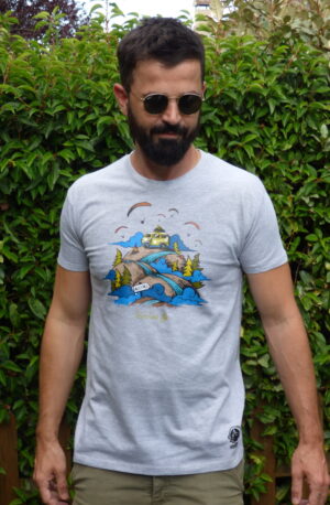 T-shirt parapente homme TRAVEL AND FLY 100% coton