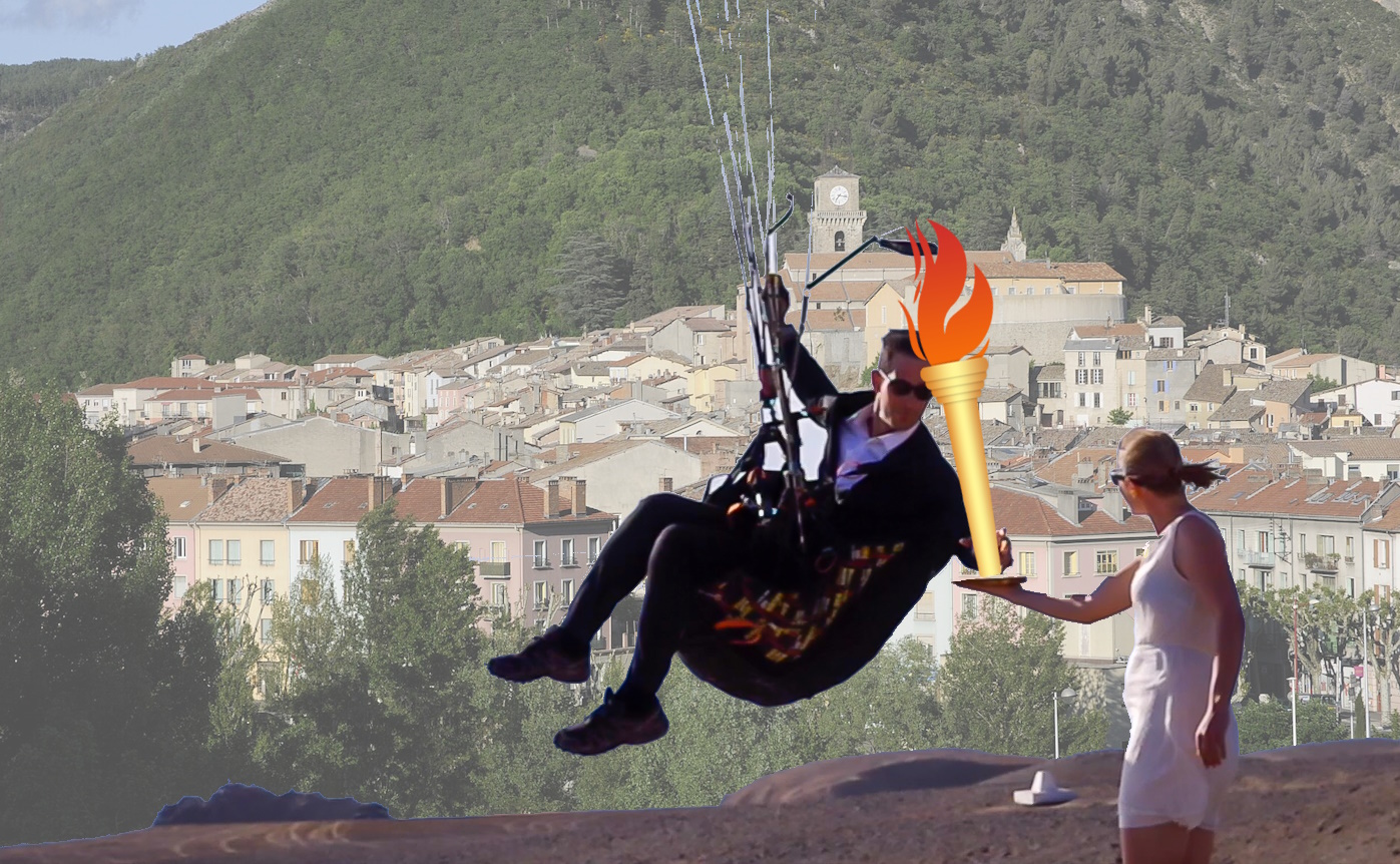 Montage à partir d'une photo de François Ragolski avec Digne-Les-Bains en arrière plan