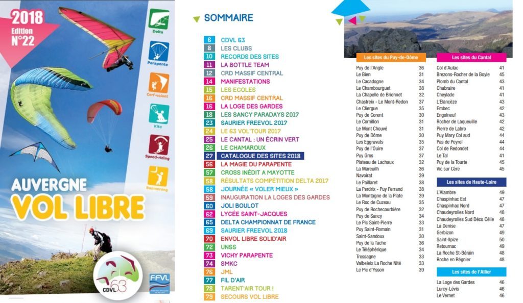Tous les sites parapente d&rsquo;Auvergne réunis dans un guide