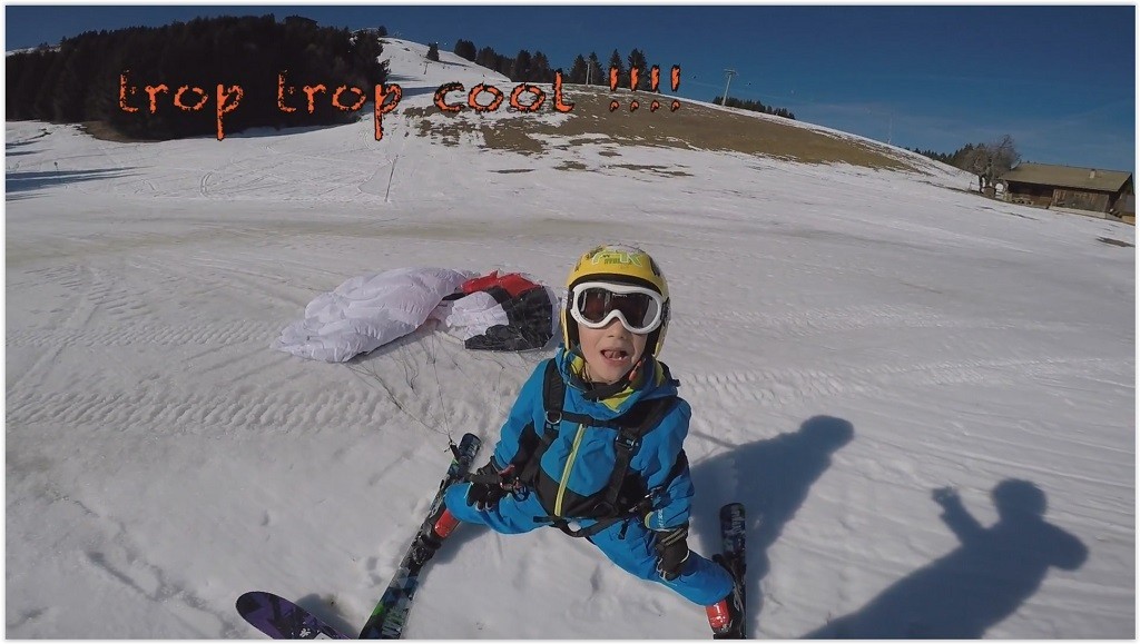 Les premières glissades de Noé en speed riding (7 ans)