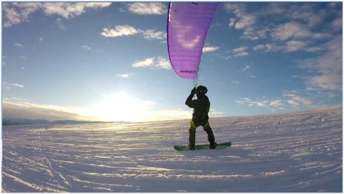 Session snowkiting/speedriding avec une Little Cloud Spiruline EZ