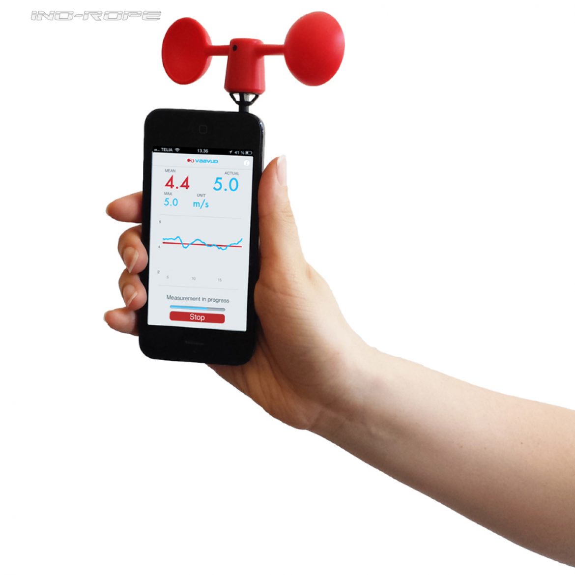 L&rsquo;anémomètre VAAVUD connecté sur smartphone